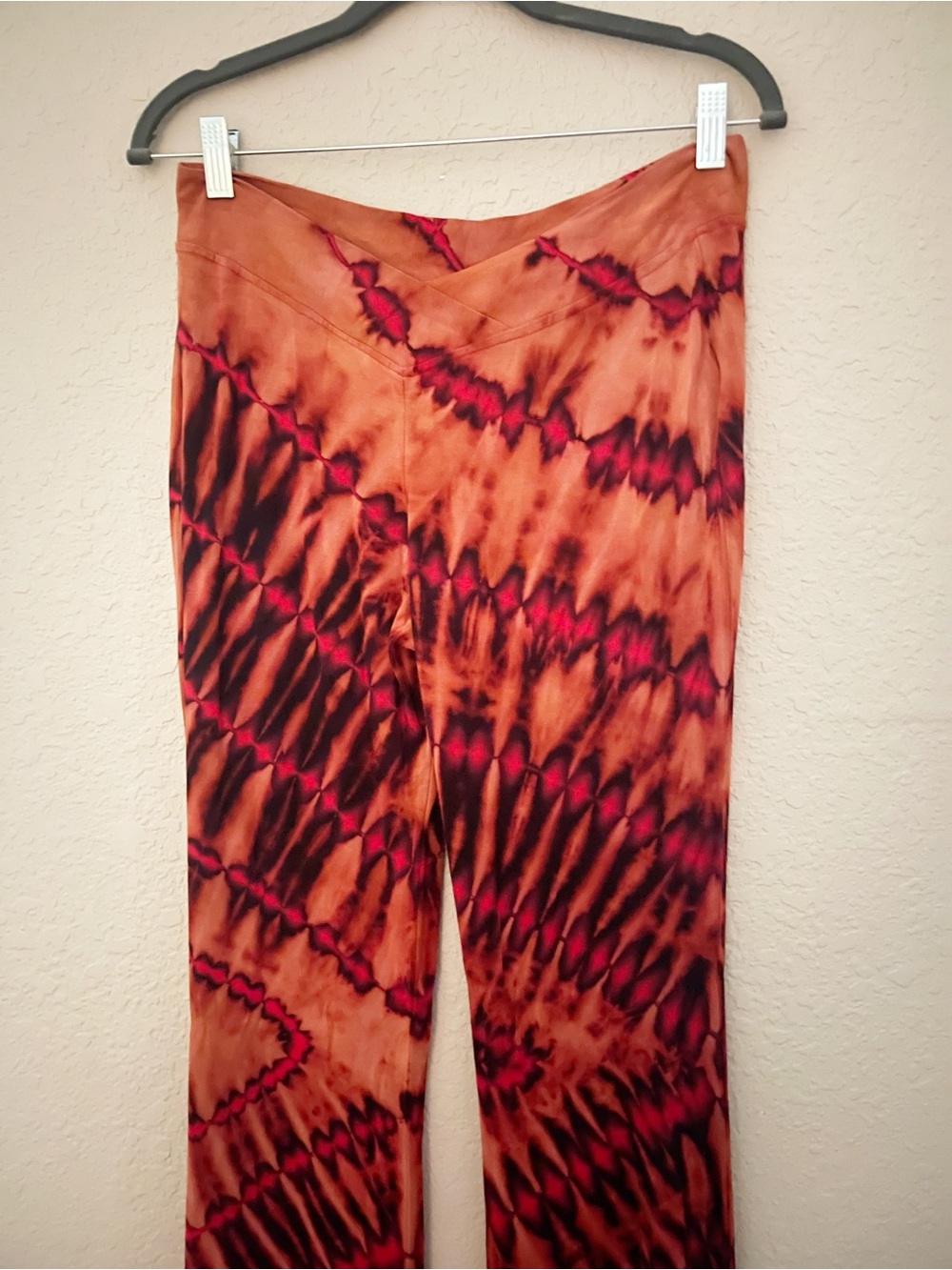 Earthbound Trading Tie-Dye Flare Pants in Rust & Black